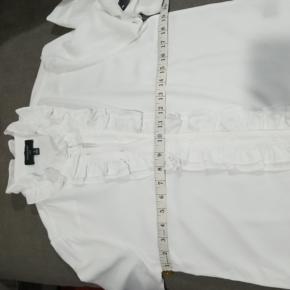 Tahari ASL Women's Ruffle Long Sleeve Blouse Size Small in White - Picture 9 of 11